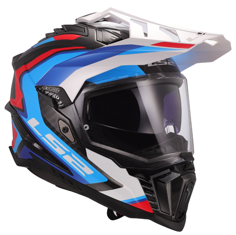 Ls2 Explorer C Karbon Frontıer 2 Beyaz Mavi Kapalı Kask