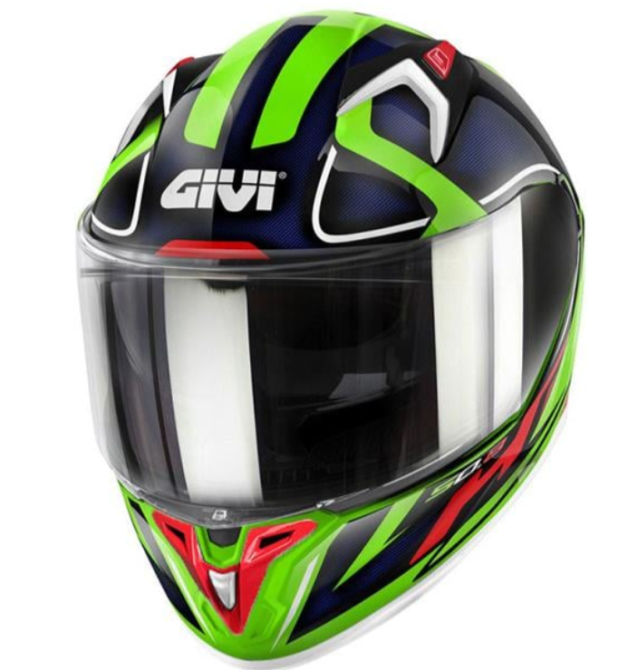 Gıvı 50.8 Racer Kapalı Kask Beyaz-yeşil-mavi