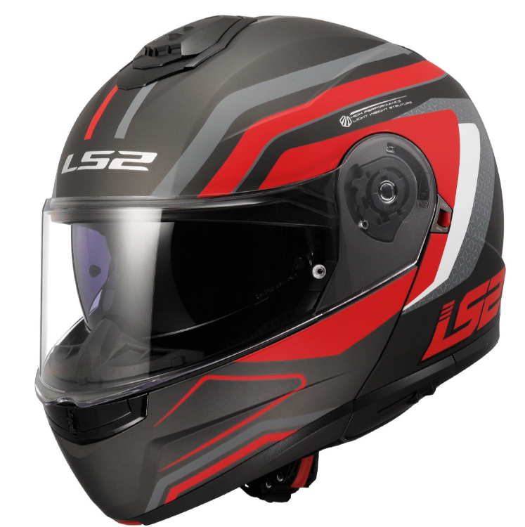 Ls2 Strobe 2 Çene Açılır Kask Phantom Mat Tıtanıum Gri Kırmızı