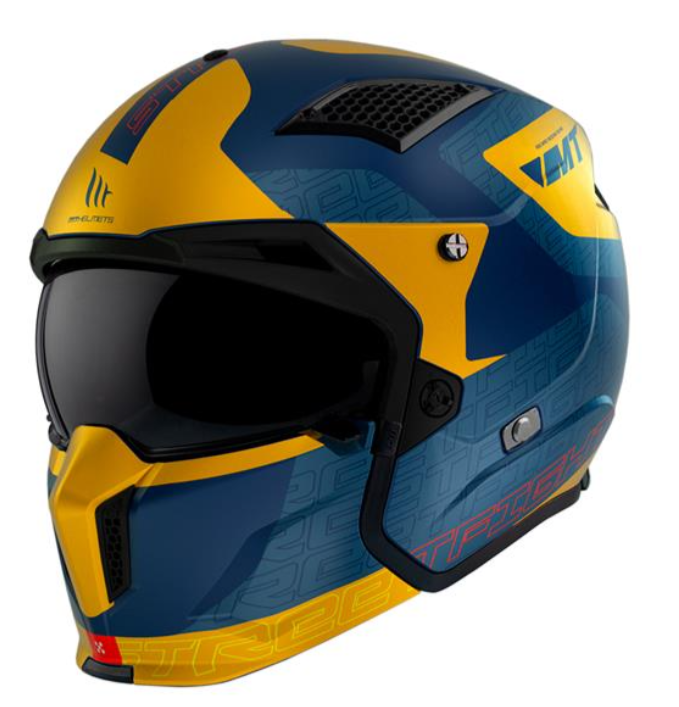 Mt Streetfıghter Sv S Totem C3 Çene Çıkartılabilir Kask Mat Sarı-mavi