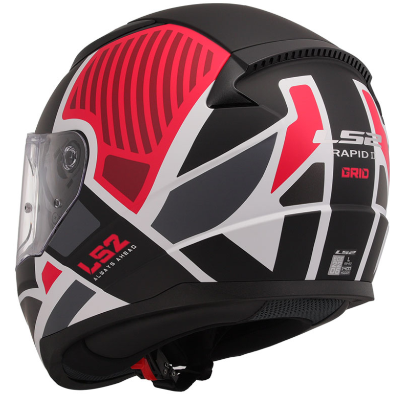 Ls2 Rapıd 2 Grıd Kapalı Kask Mat Siyah - Beyaz - Kırmızı