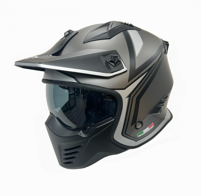 Sway Sw726x Modüler Kask Tokyo Mat Tıtanıum Beyaz Siyah