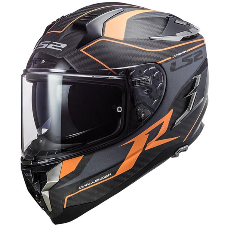 Ls2 Challenger C Karbon Grıd Kapalı Kask Turuncu
