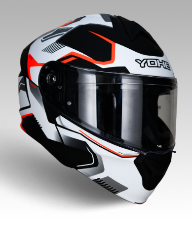 Yohe 935sv Çene Açılır Kask Mat Siyah Beyaz Turuncu