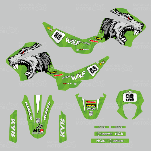 Mondial X-Treme Max 200 i Wolf Design Sticker Set Yeşil