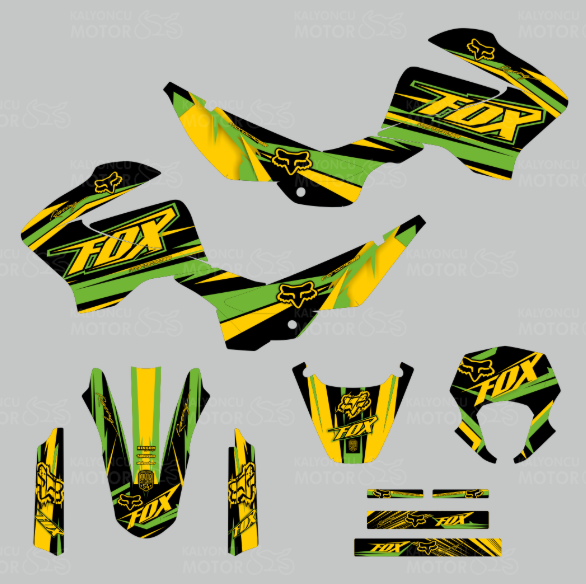 Mondial X-Treme Max 200 i Fox Design Sticker Set Sarı-Yeşil