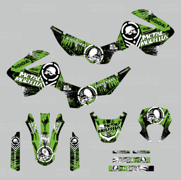 Mondial X-Treme Max 200 i Metal Mulisha Design Sticker Set Yeşil