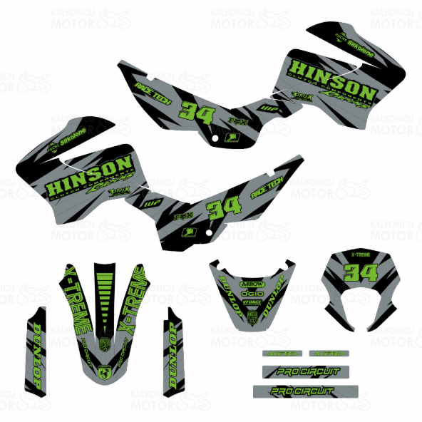 Mondial X-treme MAXX 200i Hinson Design Gri Siyah Yeşil Sticker Set